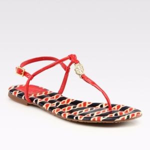 Tory Burch Patent Leather Emmy Sandals Nautical